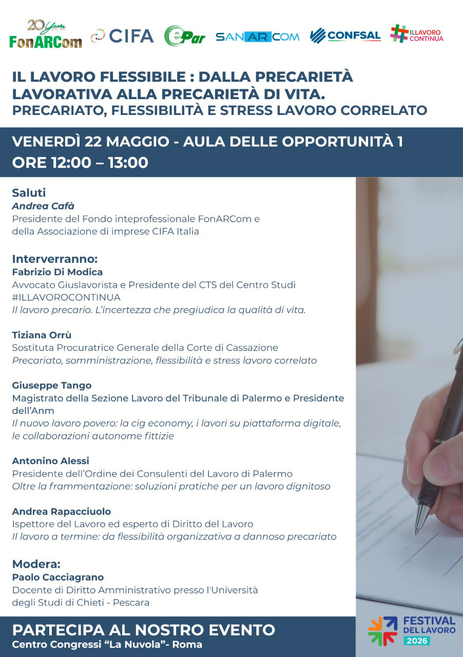 CIFA Italia al Festival del Lavoro 2026: eventi, contrattazione e futuro del lavoro